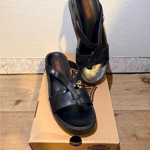Harley-Davidson Women's Black Leather Thong Sandals Size 9